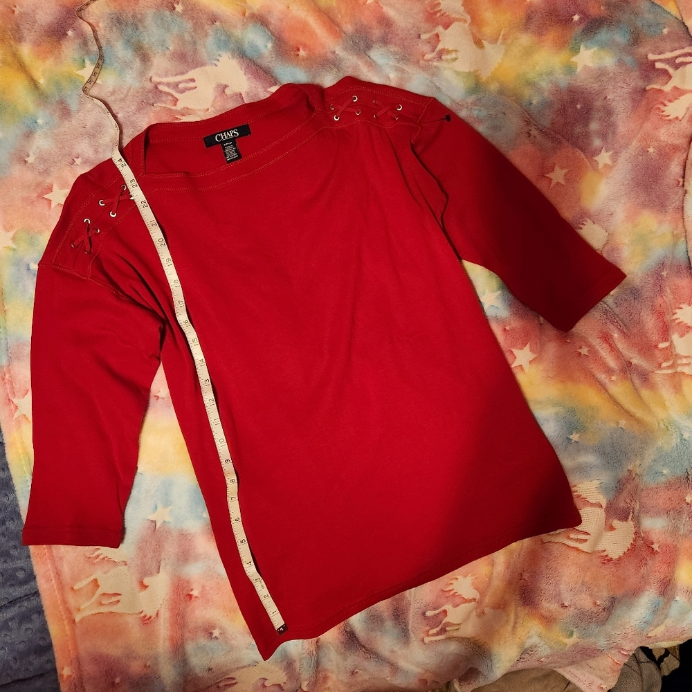 Red Top With Lace-up Detail